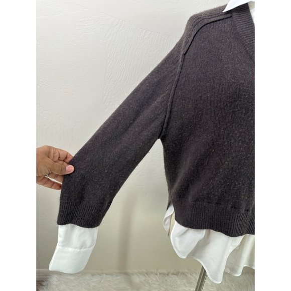 Brochu Walker wool cashmere v-neck long sleeve sweater shirt - Picture 3 of 12